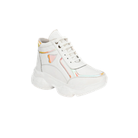 Women White Solid Synthetic High-Top Sneakers
