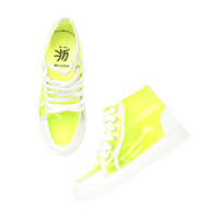 Yk Girls Fluorescent Green & White Transparent Mid Top Sneakers