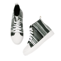 Yk Girls Black & White Striped Mid-Top Sneakers