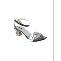 Shoetopia Girls Black & Silver-Toned Textured Heels