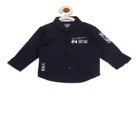 Boys Navy Regular Fit Printed Detail Casual Shirt