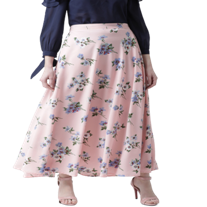 Women Peach-Coloured Printed A-Line Maxi Skirt