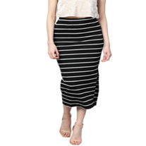 Women Black & White Striped Pencil Skirt