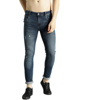 Roadster Men Navy Blue Skinny Fit Mid-Rise Low Distress Stretchable Jeans