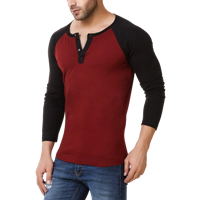 Urbano Fashion Men's Maroon Full Sleeve Henley T-Shirt