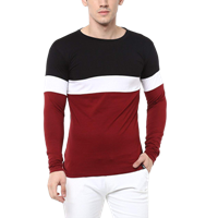 Urbano Fashion Men's Black, White, Maroon Round Neck Full Sleeve Cotton T-Shirt