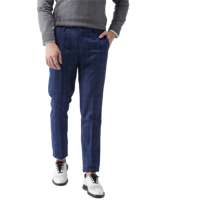 INVICTUS Men Blue Slim Fit Checked Formal Trousers