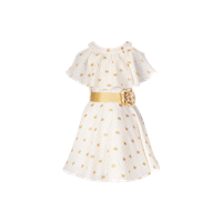 Girls White Printed Fit and Flare Dress 2