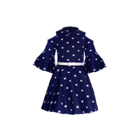 Girls Navy Blue Printed Fit and Flare Dress 3
