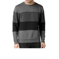 Roadster Men Grey & Black Colourblocked Sweatshirt