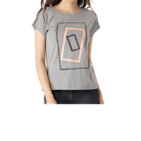 DressBerry Women Grey Melange Printed Round Neck T-shirt