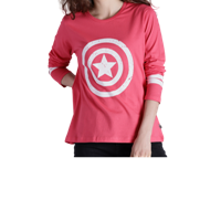 Kook N Keech Marvel Women Pink Printed Oversize Round Neck T-shirt