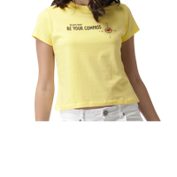 Mast & Harbour Women Twin Collection Yellow Printed Round Neck T-shirt