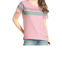 Roadster Women Pink Striped Round Neck T-shirt