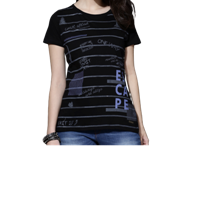 Roadster Women Black Striped Round Neck T-shirt