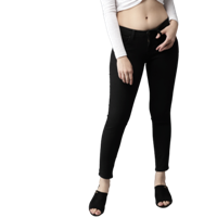 Women Black Skinny Fit Mid-Rise Cropped Clean Look Stretchable Jeans