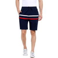 Maniac Men Navy Blue Striped Slim Fit Regular Shorts