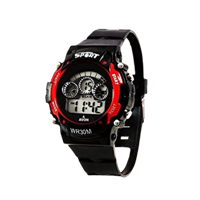 Montres Digital Red 7 Lights Black Boy'S Watch
