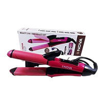 Novia Mension Nhc-2009 Curler And Straightener For Hair Beauty -Set Of 2 In 1 (Pink)