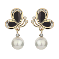 Yellow Chimes Butterfly Collection Pearl Gold Plated Drop Earrings For Women And Girls