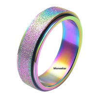 Moneekar Jewels 6Mm 8Mm Fashion Stainless Steel Spinner Ring Sand Blast Finish Rings