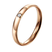 Aaishwarya Simplistic Rosegold Crystal Stainless Steel Band-Promise Ring For Women & Girls