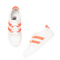 Yk Kids White & Neon Orange Colourblock Detail Sneakers