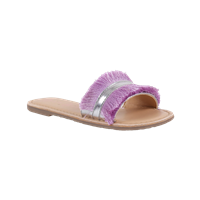 Girls Lavender Solid Leather Open Toe Flats