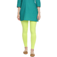 Women Lime Green Solid Ankle Length Leggings