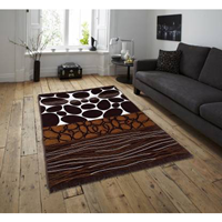 Zesture Brown Chenille Carpet  (137 cm X 214 cm)