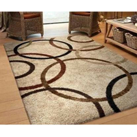 SR Handloom Beige Polyester Carpet  (92 cm X 153 cm)