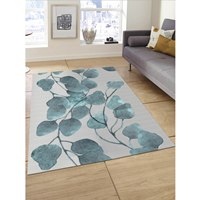 Grey & Teal-Blue Printed Anti-Skid Carpet