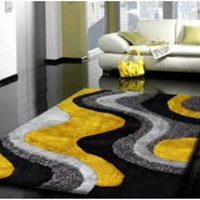 RM Handloom Yellow, Black Polyester Carpet  (122 cm X 183 cm)