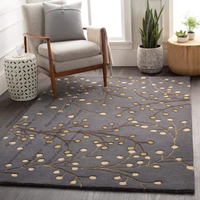 Rugs & Arts Floral Traditional Carpet (Dark Grey, Wool, 5 X 8 Feet)