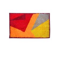 Yellow & Red Printed Super-Dry Bath Rug With Rubber Back