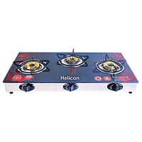 Helicon Red & Black Glass, Steel Automatic Gas Stove