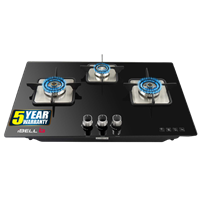 Ibell Aero3Bgh Glass Top / Gas Hob With 3 Burner And Auto Ignition