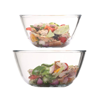 Femora Borosilicate Glass Microwave Safe All-Purpose Mixing Bowl,400 Ml, 1050 Ml, Set Of 2