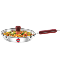 Hawkins Tri-Ply Stainless Steel Induction Compatible Frying Pan With Glass Lid