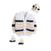 Little Angels Infants Kids Acrlic Self Design Cardigan Sweater Set