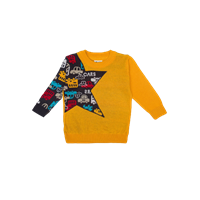Little Folks Unisex Kids Yellow & Black Typography Printed Pullover