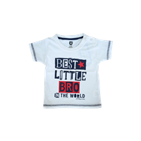 612 League Boys White Typography Printed V-Neck Extended Sleeves Applique T-Shirt