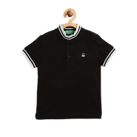 United Colors Of Benetton Boys Black Solid Polo Collar T-Shirt