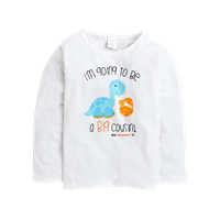 Hopscotch Boys White & Turquoise Blue Typography Printed T-Shirt