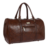 Fur Jaden Brown Textured Leatherette Stylish & Spacious Weekender Duffle Bag For Travel