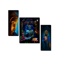 Saf Set Of 3 Buddha Uv Textured Home Decorative Gift Item Painting , 18 Inch X 12 Inch - Sanfjm31046, Figures, Religious