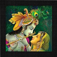 Saf Radha Krishna Uv Coated Home Decorative Gift Item Frame Painting 12 Inch X 12 Inch Saanf6137