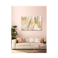 999Store Canvas Wooden Stretched Framed Abstract Pattern Wall Painting (Golden And White 24X36 Inches, Flp24360274)