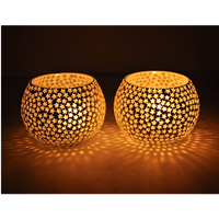 Mosaic Glass Tealight Candle Holders(Pack Of 2) - Christmas Decorations
