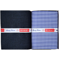 Jhabak'S Checkered Shirt And Trouser Fabric 20 - Polycotton Material - 2.25M Shirt Cloth - 1.20M Pant Piece For Men (Deep Blue And White Gingham Checks)